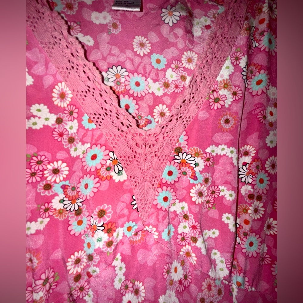 Vintage Diane Von Furstenberg 100% Silk Assets DVF slip dress pink floral maxi - Picture 3 of 10